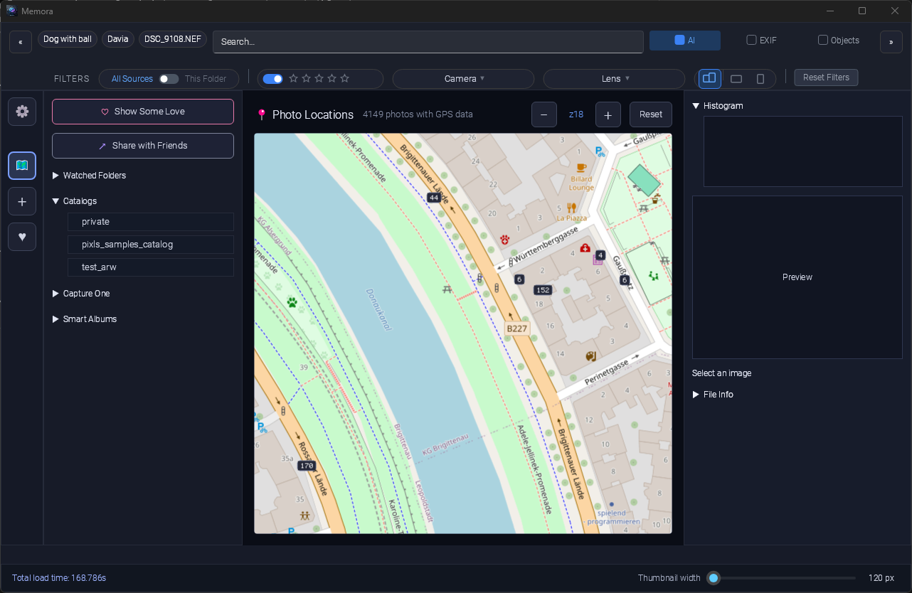 Memora Map View showing photo locations